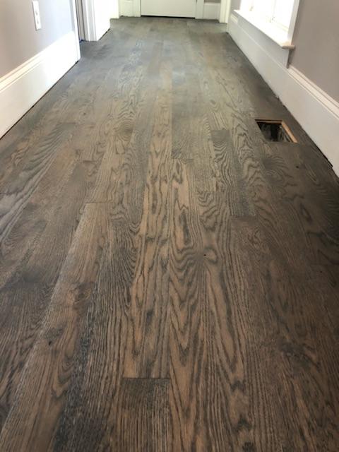 No. 1 White Oak wire brushed & stained in Driftwood & Grey